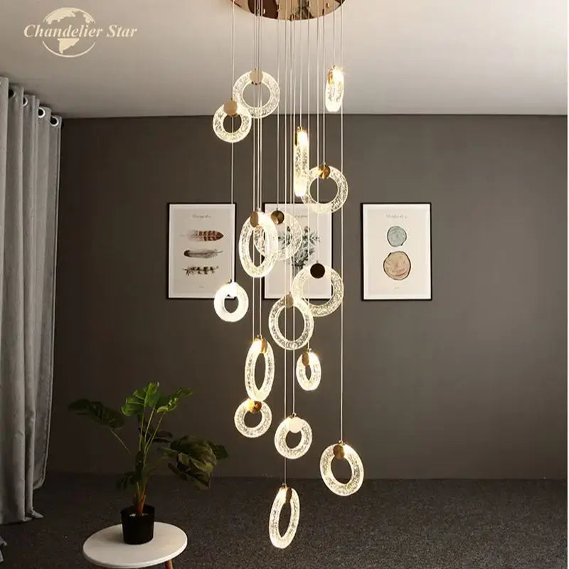 Modern brass bubble crystal led chandelier bedroom pendant light