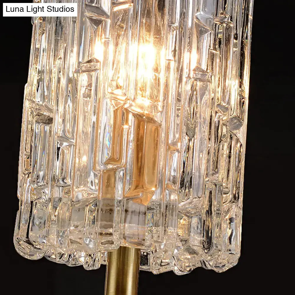 Modern brass clear glass sconce living room crystal wall light