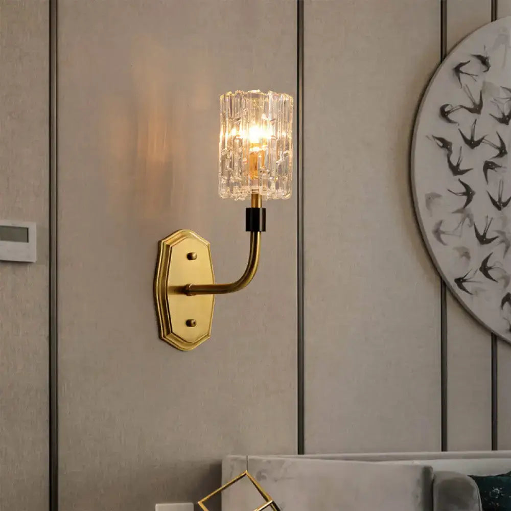 Modern brass clear glass sconce living room crystal wall light