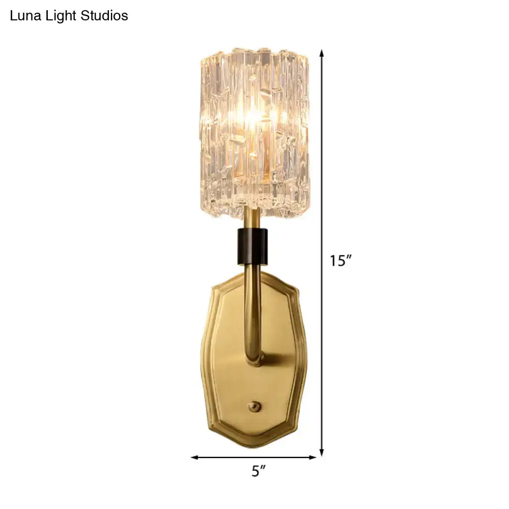 Modern brass clear glass sconce living room crystal wall light