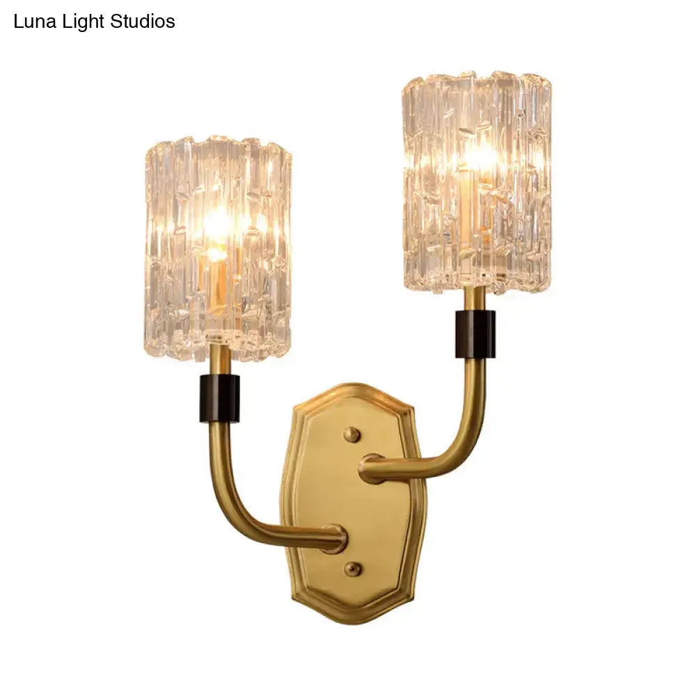 Modern brass clear glass sconce living room crystal wall light