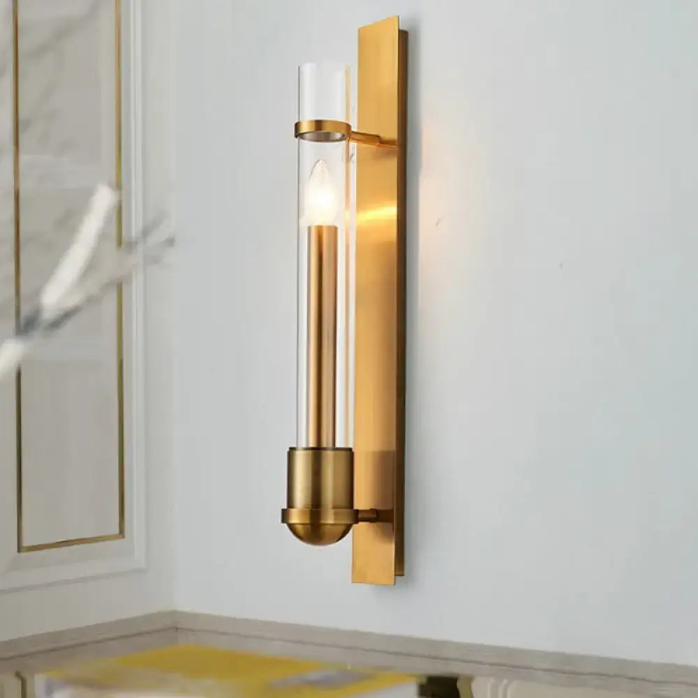 Modern brass clear glass wall sconce bedroom light fixture