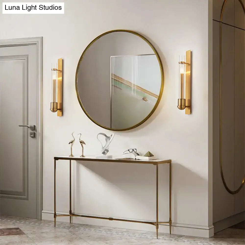 Modern brass clear glass wall sconce bedroom light fixture