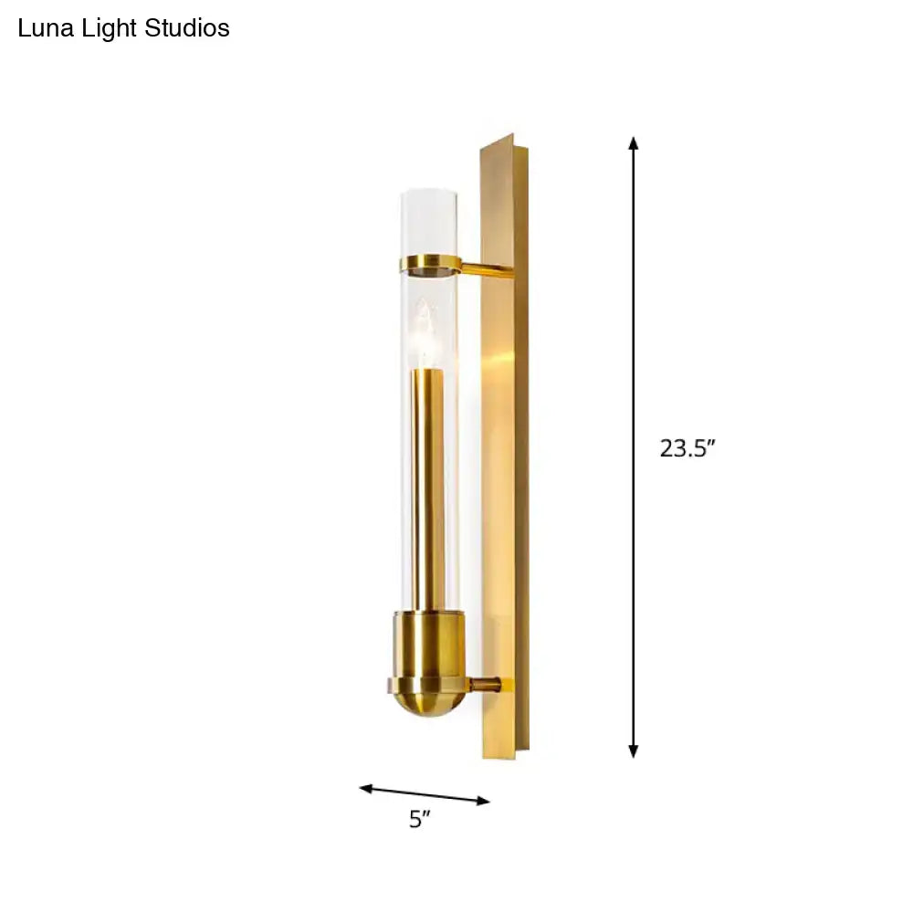 Modern brass clear glass wall sconce bedroom light fixture