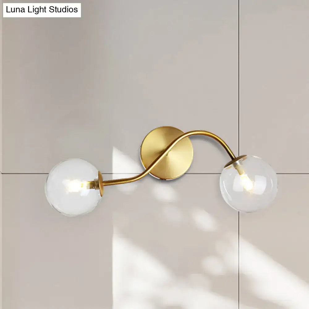 Modern brass clear tan glass wall lamp – stairway 2-light led