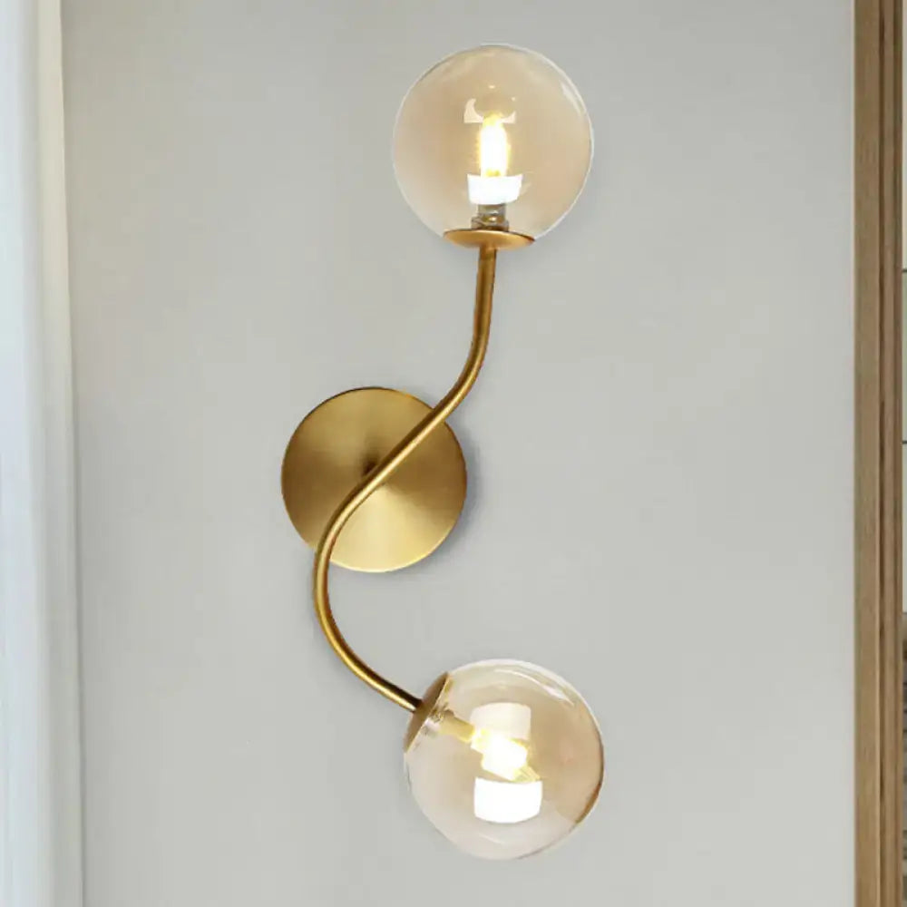 Modern brass clear tan glass wall lamp – stairway 2-light led