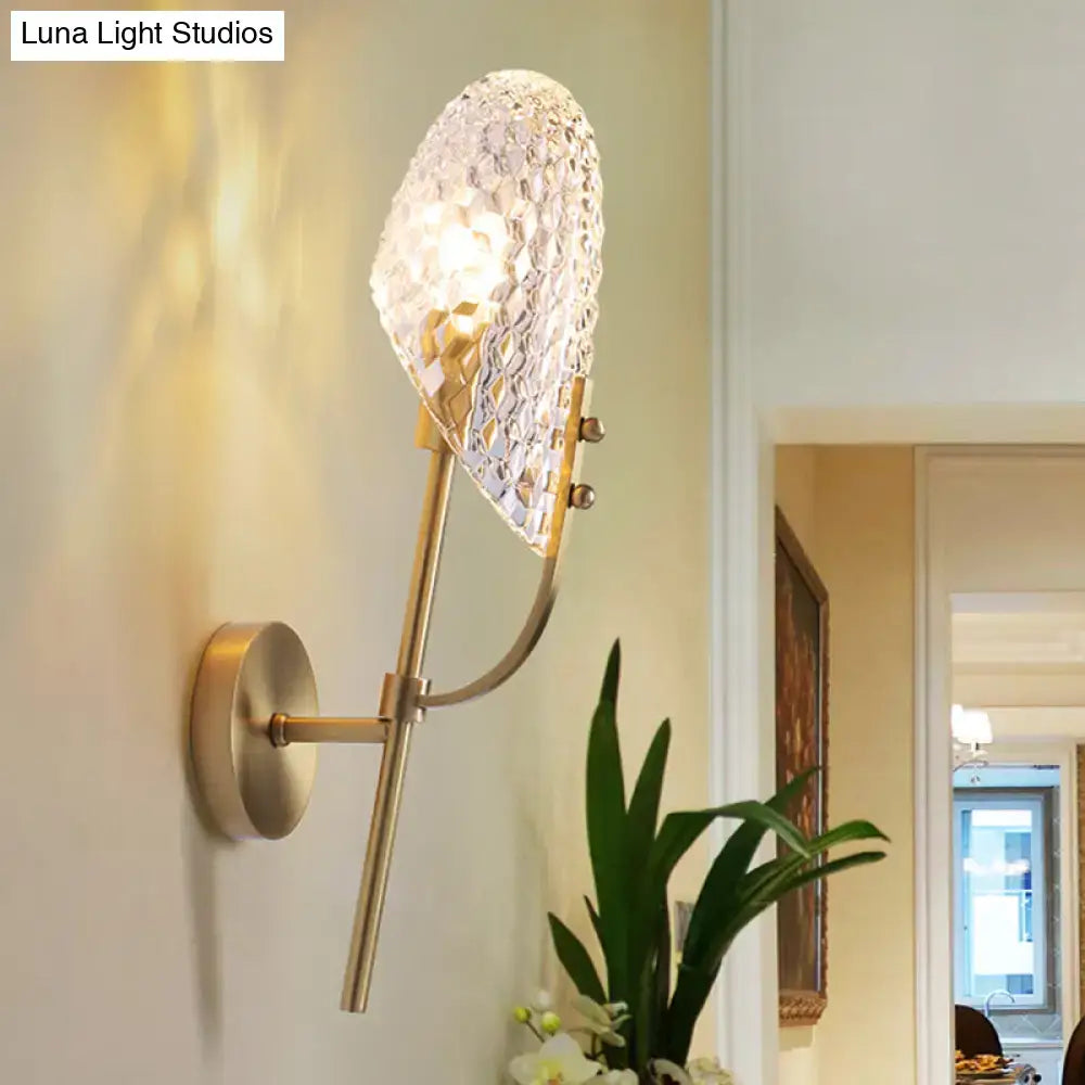 Modern brass crystal beveled light fixture hallway sconce