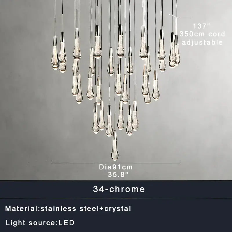 Modern brass crystal ceiling pendant light – dining room teardrop