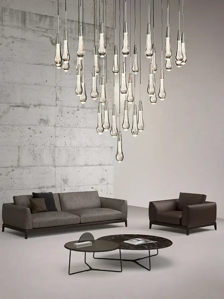 Modern brass crystal ceiling pendant light – dining room teardrop