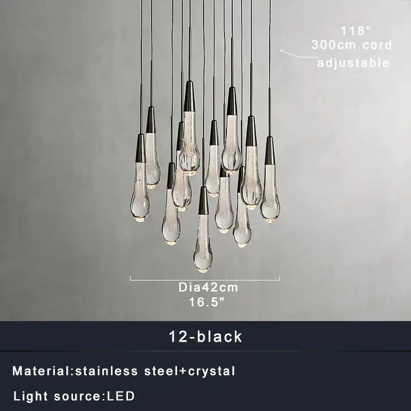 Modern brass crystal ceiling pendant light – dining room teardrop