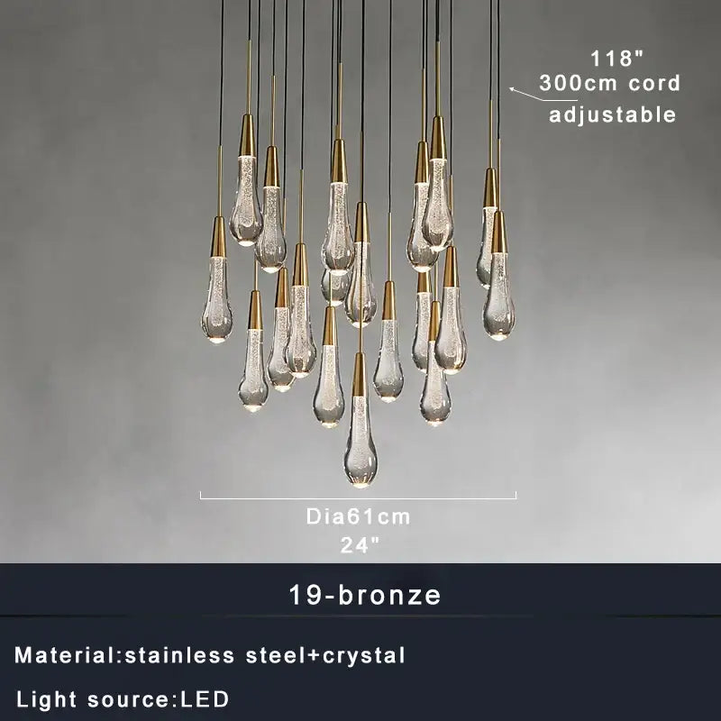 Modern brass crystal ceiling pendant light – dining room teardrop