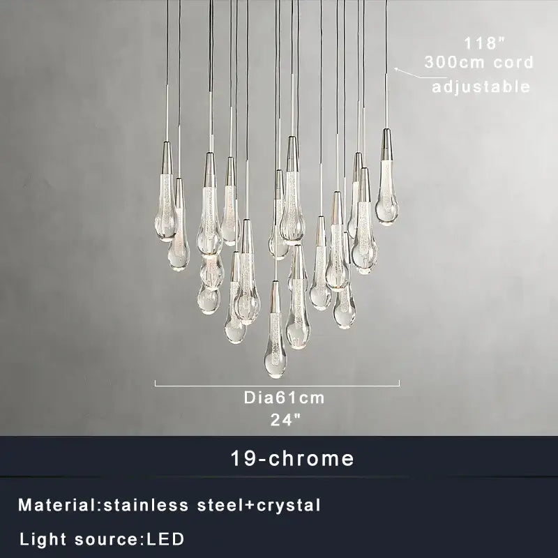 Modern brass crystal ceiling pendant light – dining room teardrop