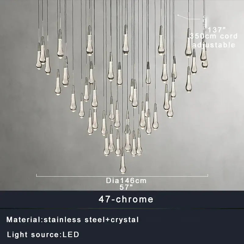 Modern brass crystal ceiling pendant light – dining room teardrop