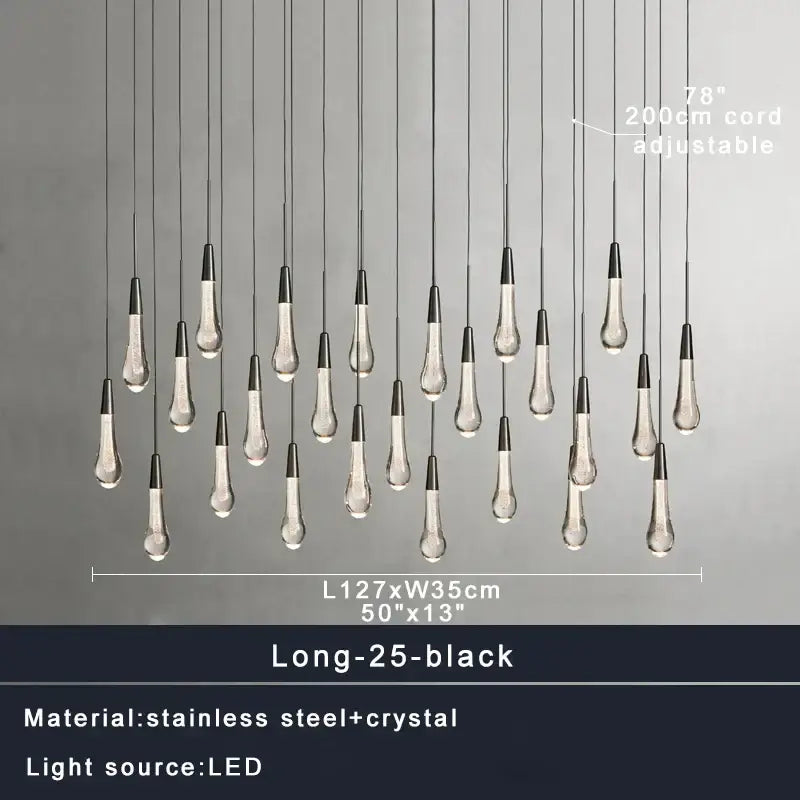 Modern brass crystal ceiling pendant light – dining room teardrop