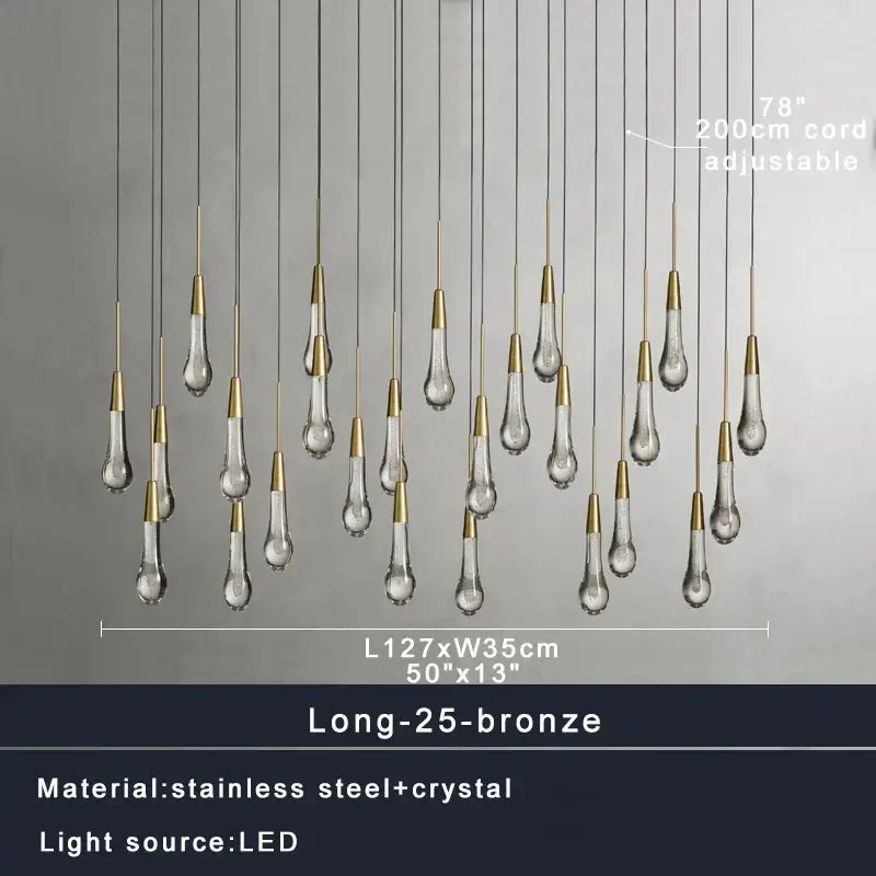 Modern brass crystal ceiling pendant light – dining room teardrop