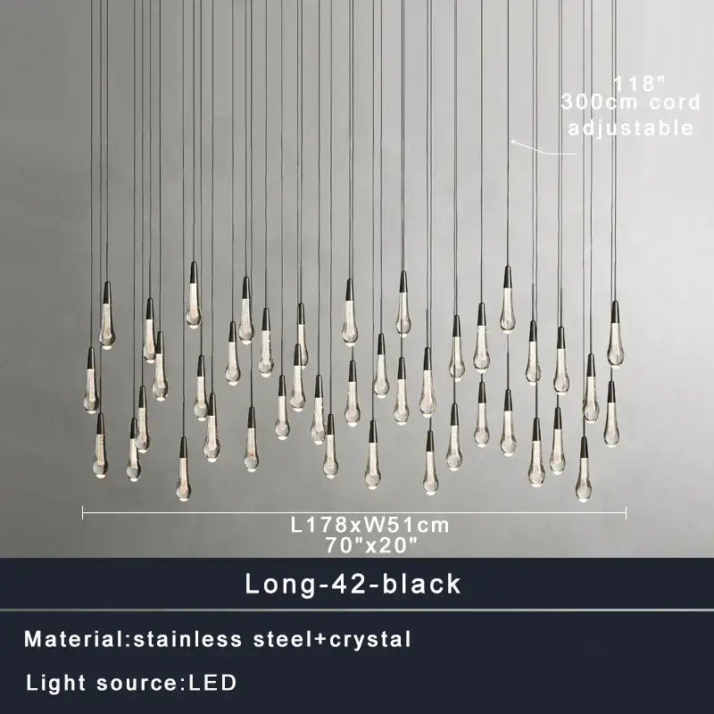 Modern brass crystal ceiling pendant light – dining room teardrop