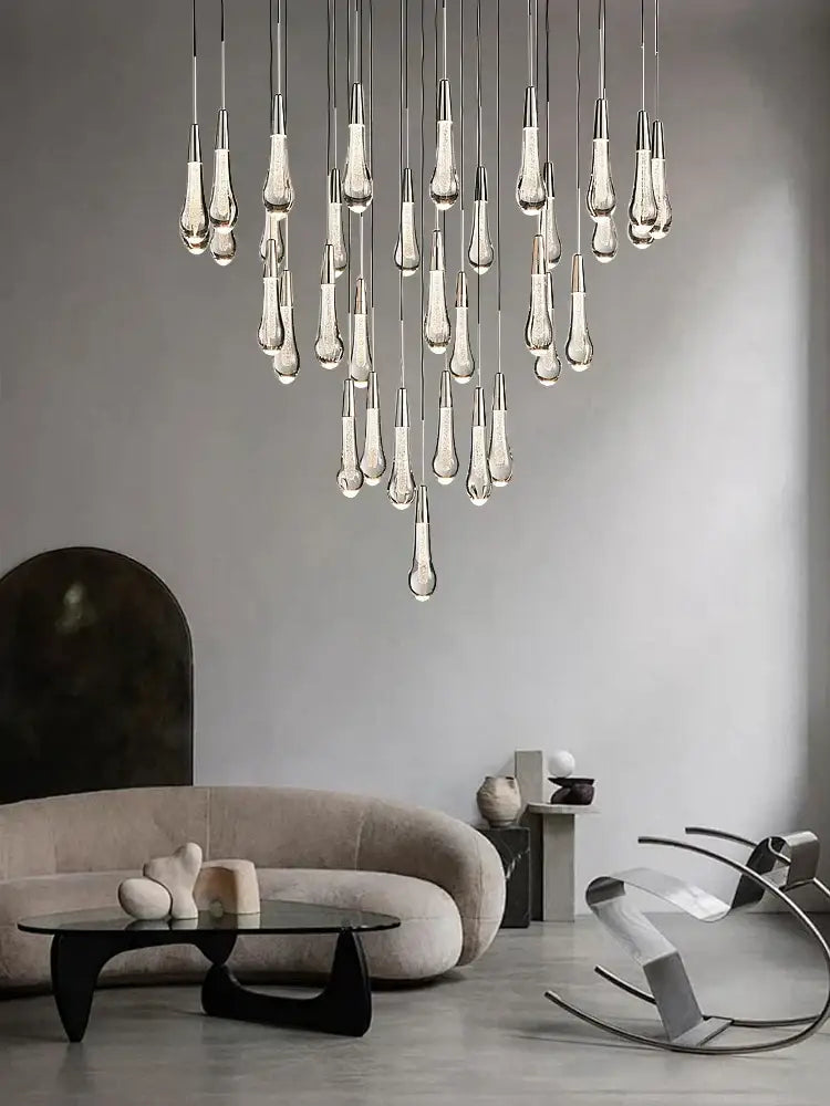 Modern brass crystal ceiling pendant light – dining room teardrop