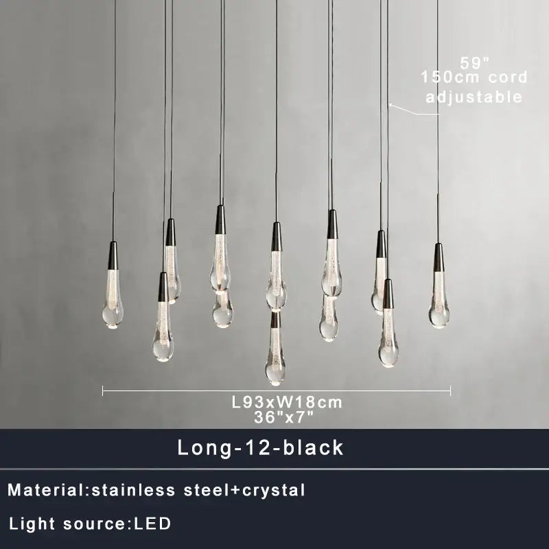 Modern brass crystal ceiling pendant light – dining room teardrop