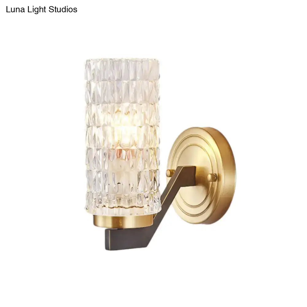 Modern brass crystal flush wall sconce bedroom wall lamp