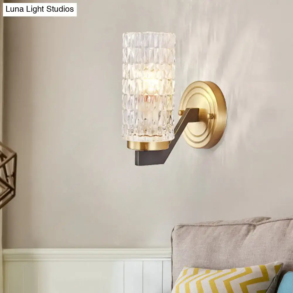 Modern brass crystal flush wall sconce bedroom wall lamp