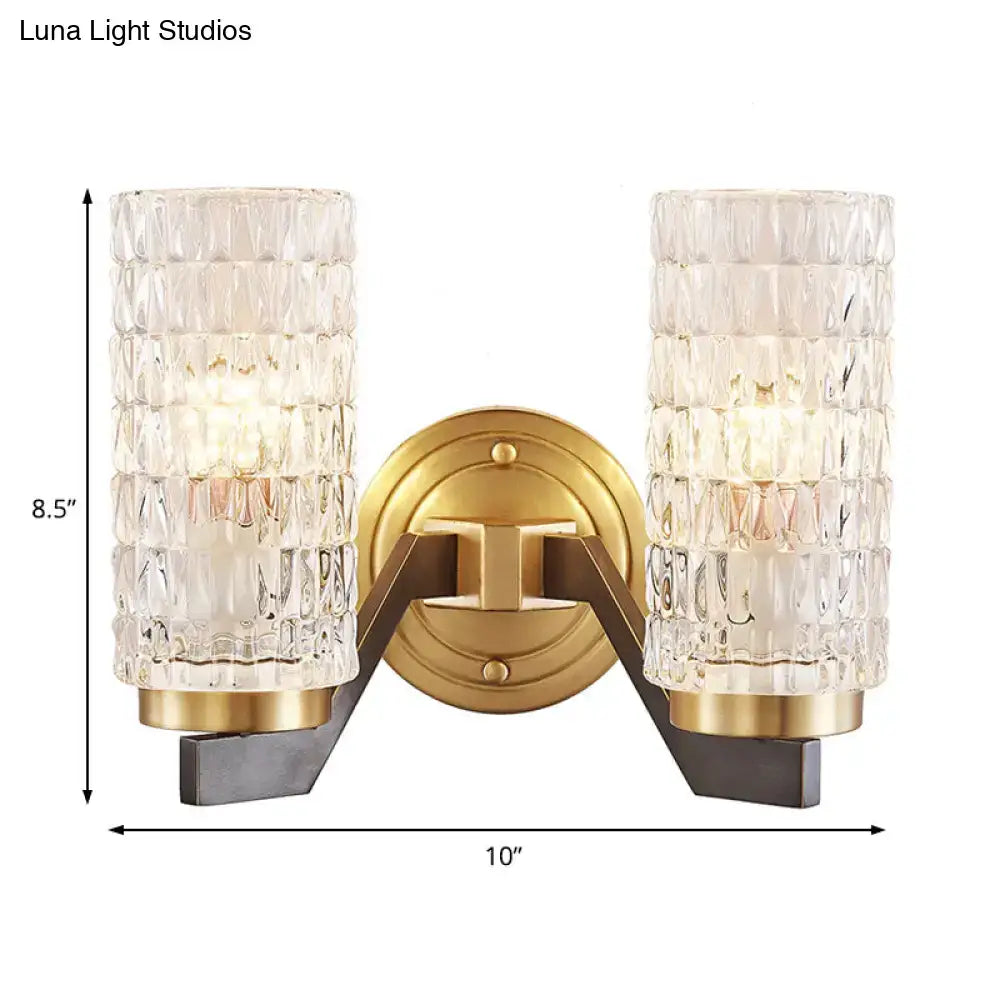 Modern brass crystal flush wall sconce bedroom wall lamp