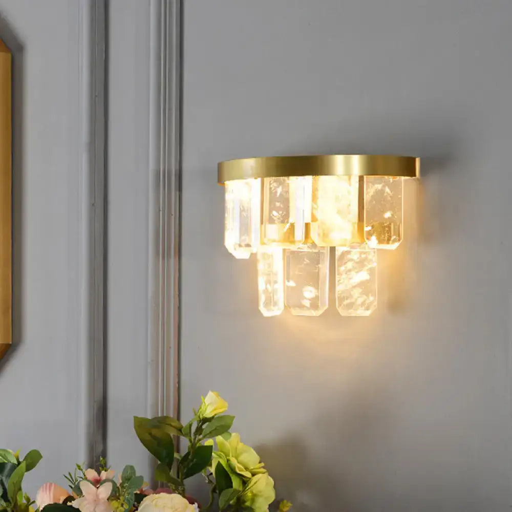 Modern brass crystal led sconce light hallway wall lamp
