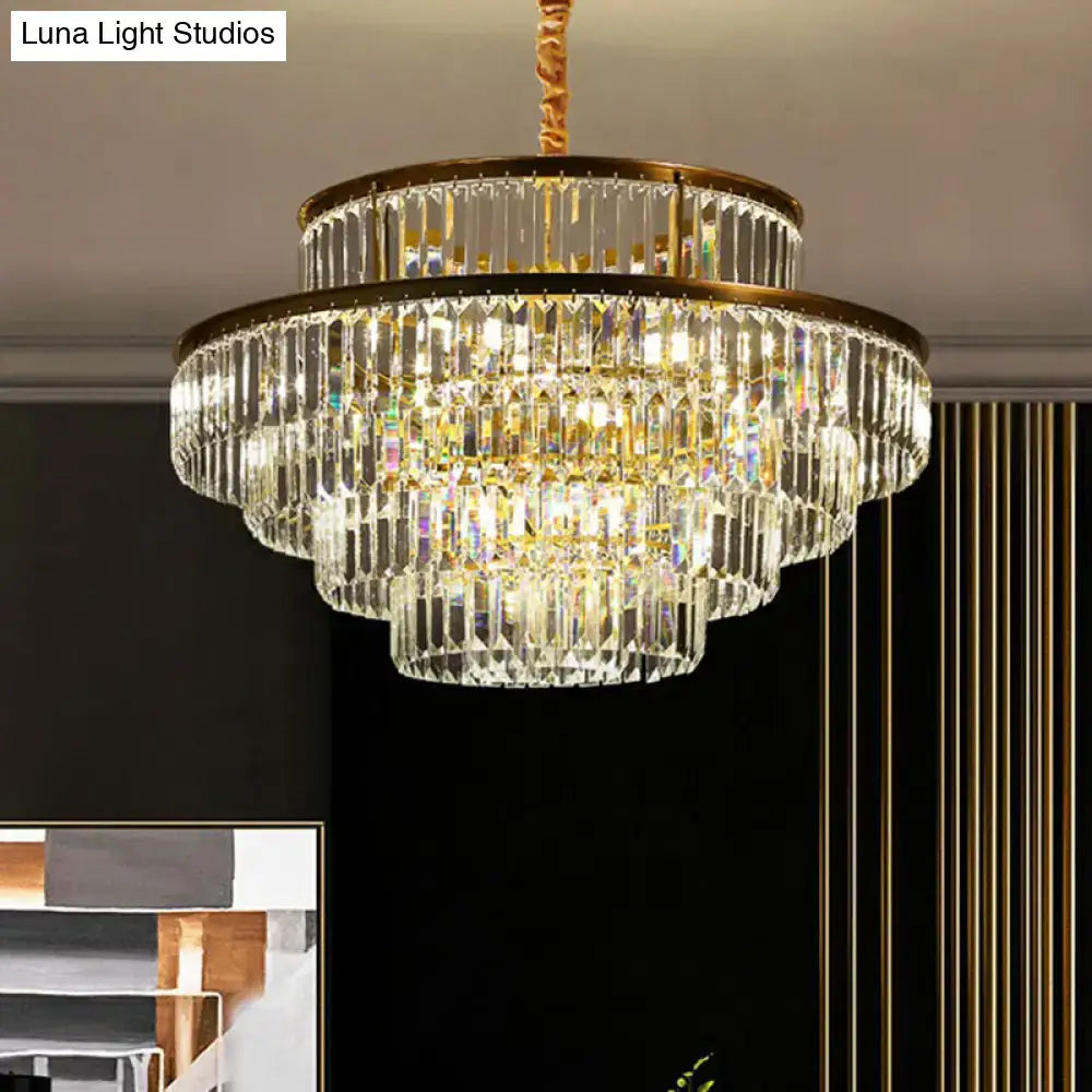 Modern brass crystal prism pendant light for living room