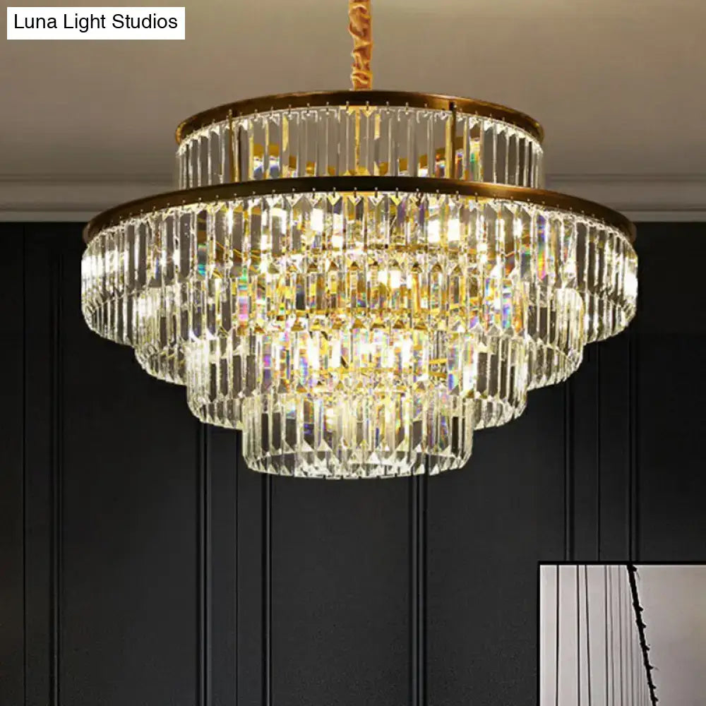 Modern brass crystal prism pendant light for living room