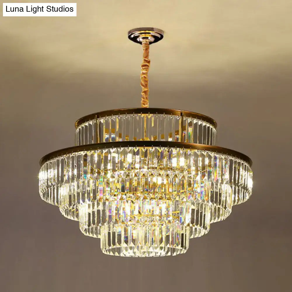 Modern brass crystal prism pendant light for living room