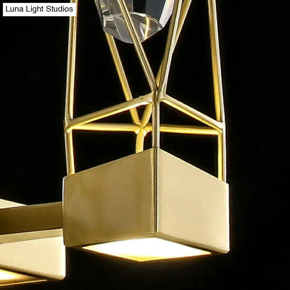 Modern brass crystal rock wall sconce bedroom fixture