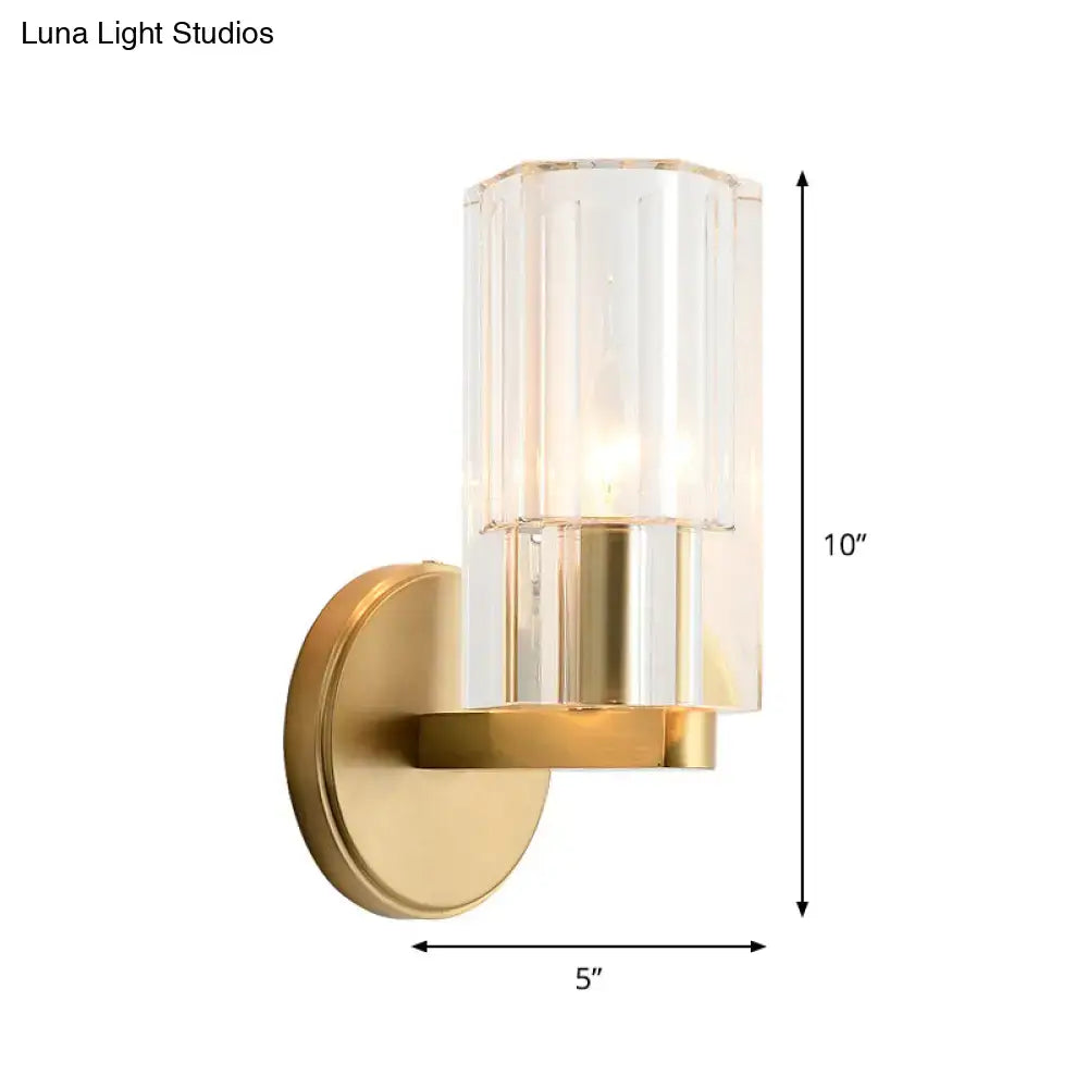 Modern brass crystal wall mount lamp bedroom sconce