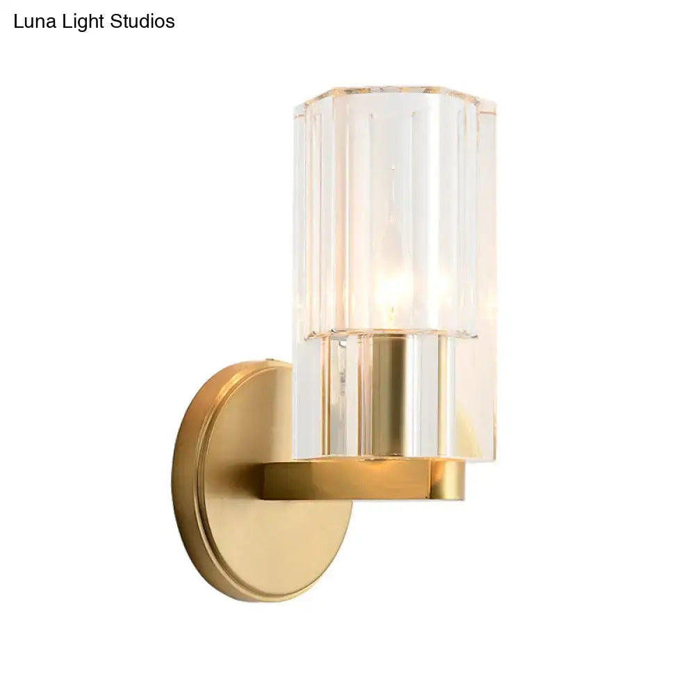 Modern brass crystal wall mount lamp bedroom sconce