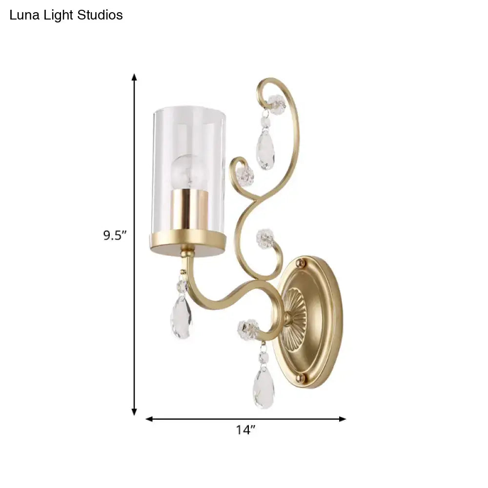 Modern brass crystal wall mounted light bedroom glass sconce