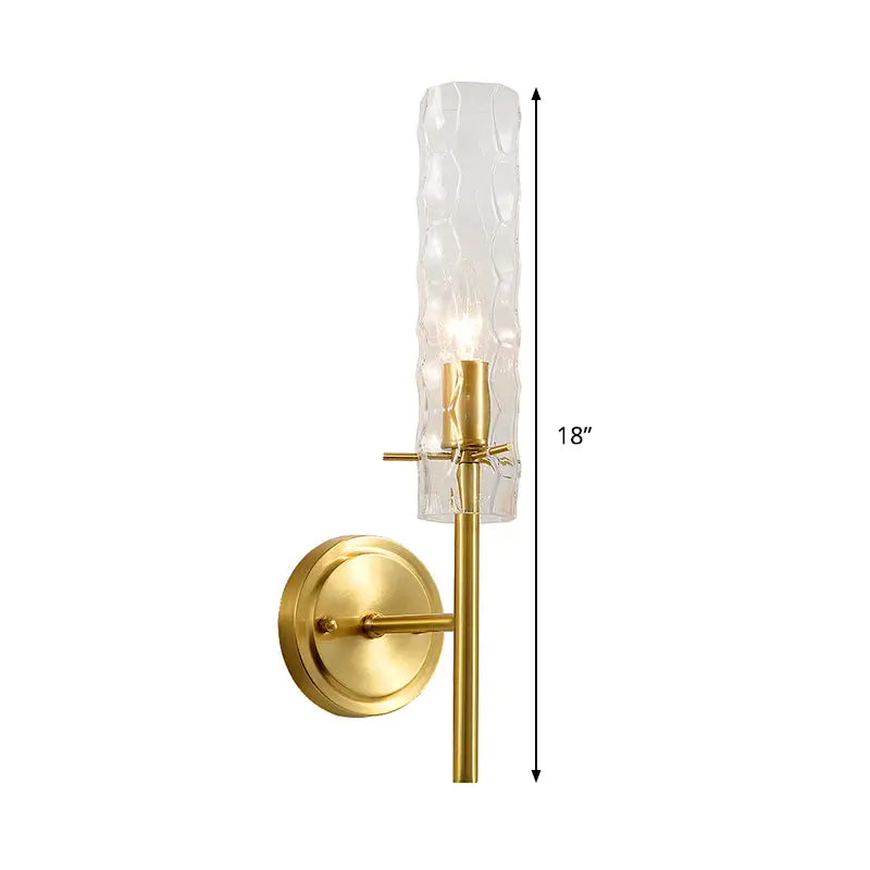Modern brass dimpled blown glass wall light bedroom sconce