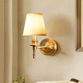 Modern brass fabric wall light corridor sconce