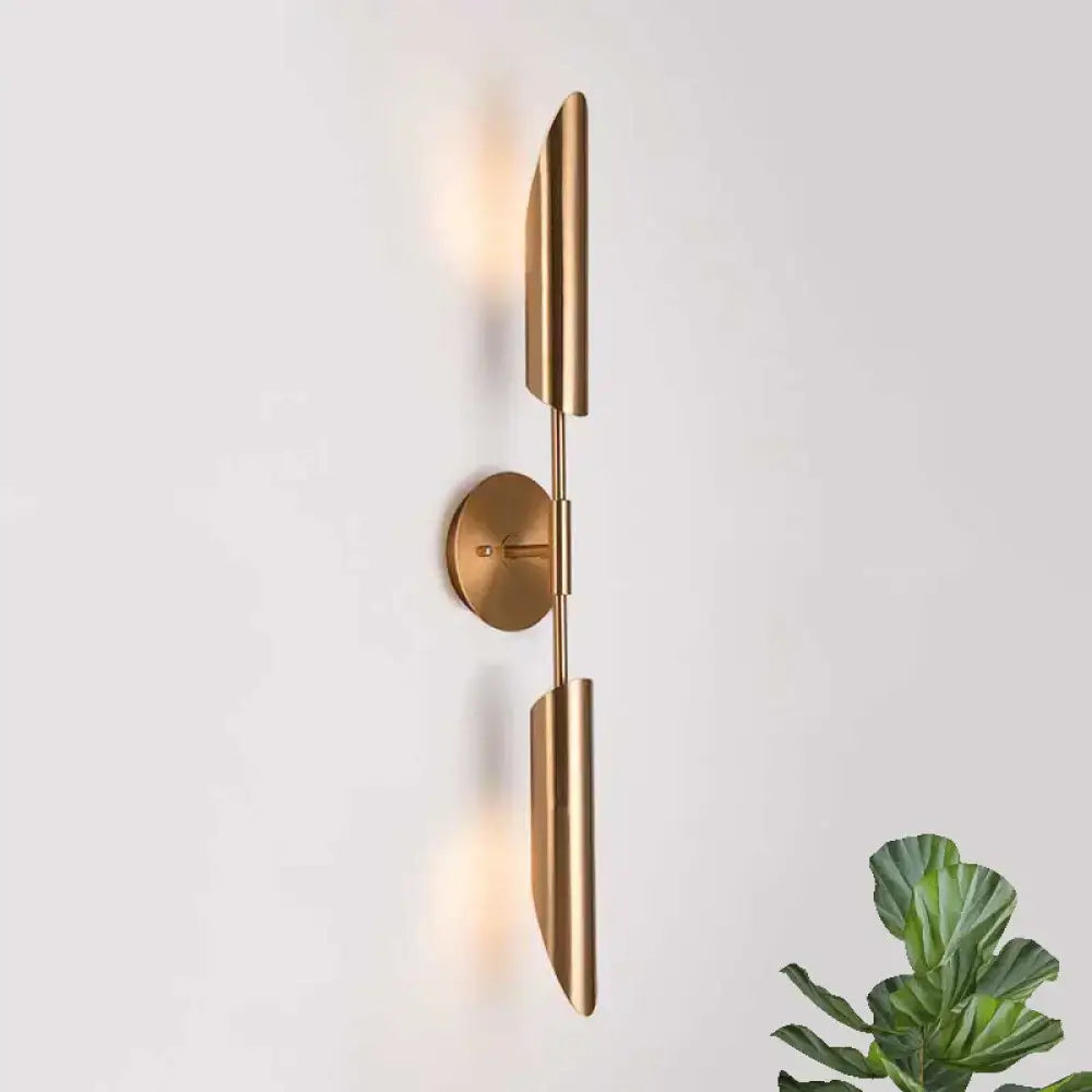 Modern brass finish led wall lamp bedroom sconce