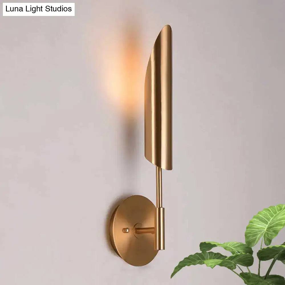 Modern brass finish led wall lamp bedroom sconce