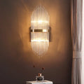 Modern brass fluted glass shade wall sconce bedroom light
