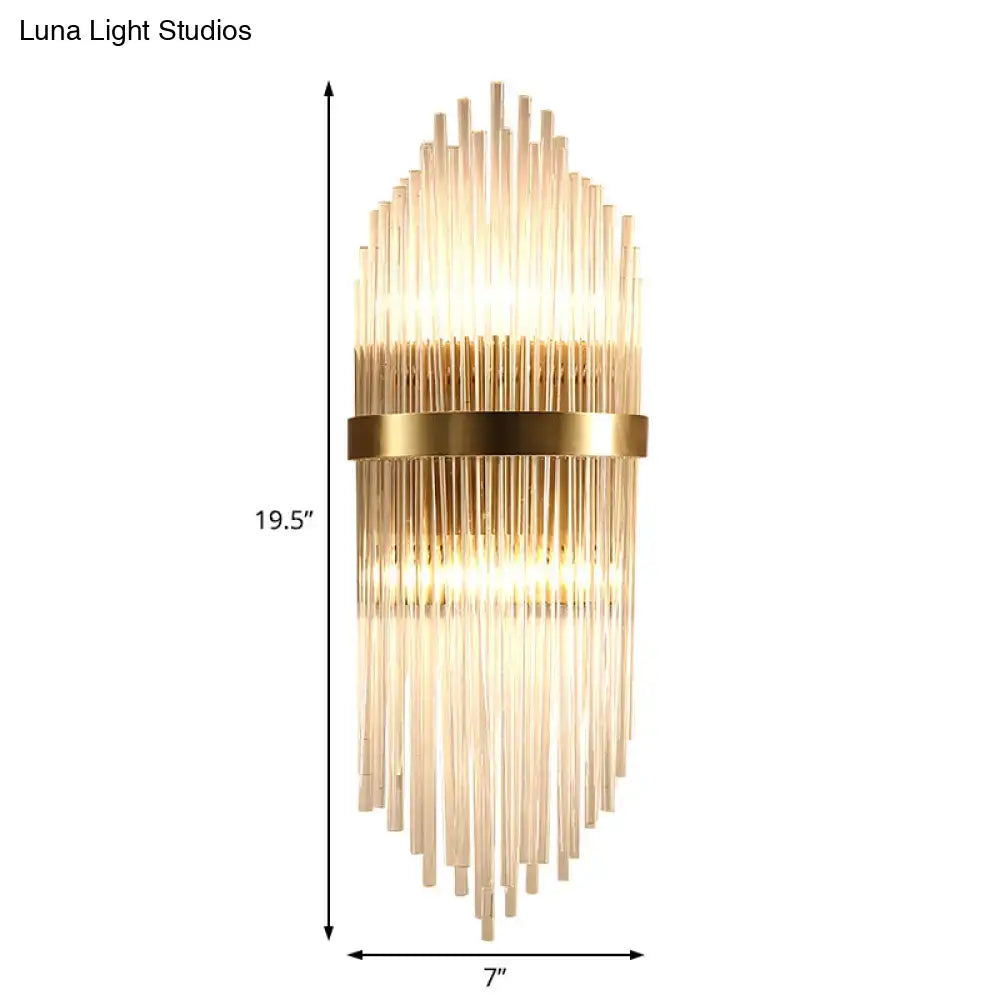 Modern brass fluted glass shade wall sconce bedroom light