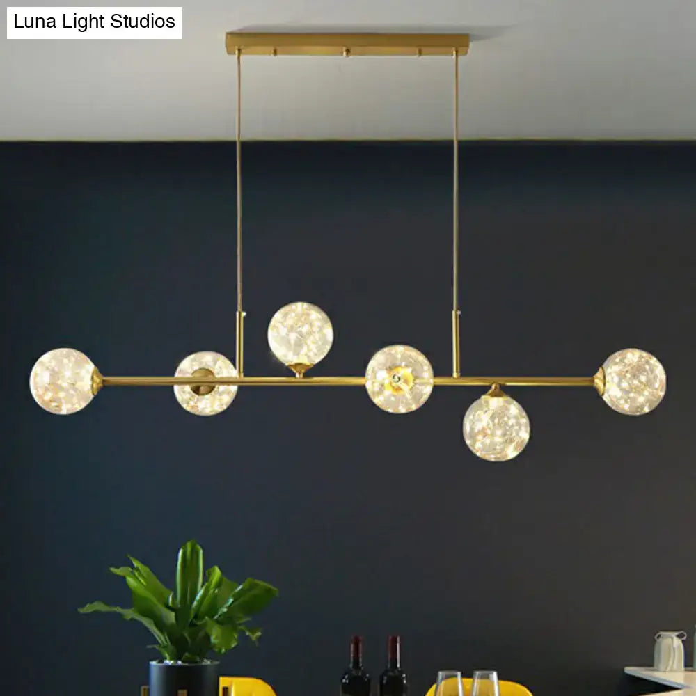 Modern brass glass ball linear pendant light for dining room