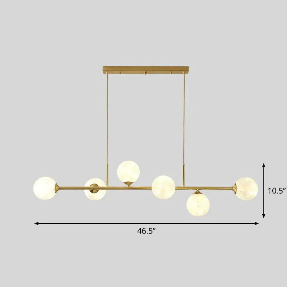 Modern brass glass ball linear pendant light for dining room