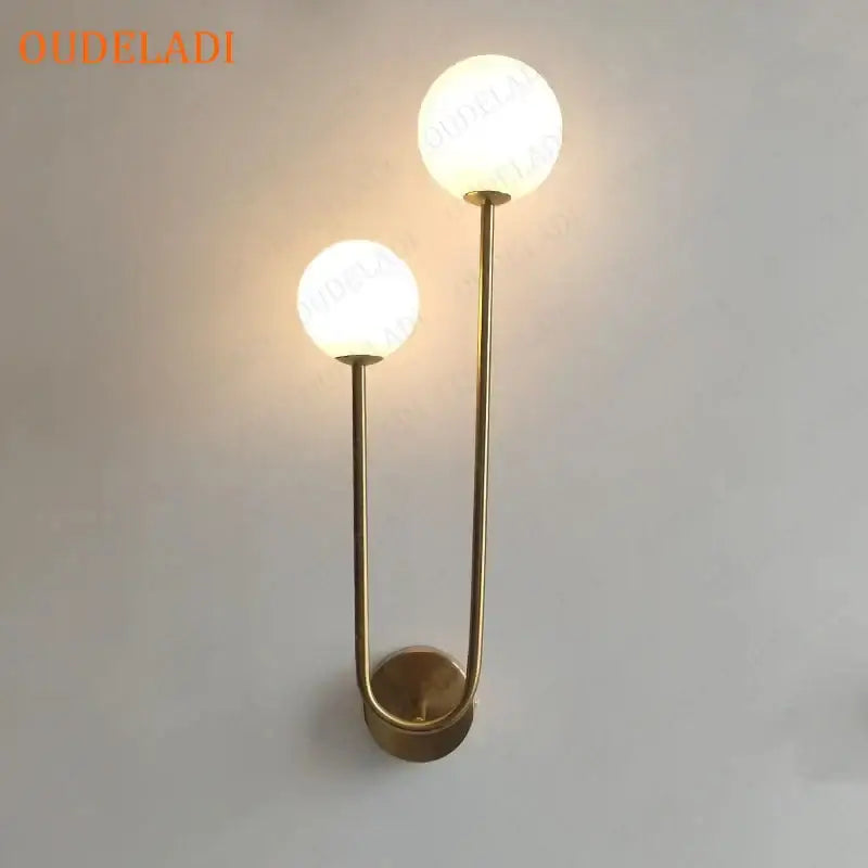 Modern brass glass ball wall sconce bedroom led light