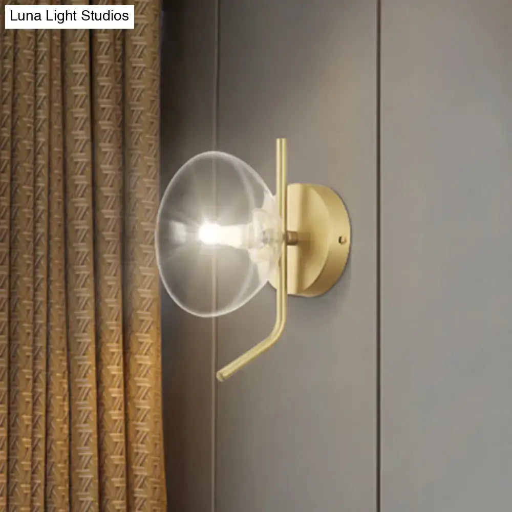 Modern brass glass dome wall sconce bedroom light