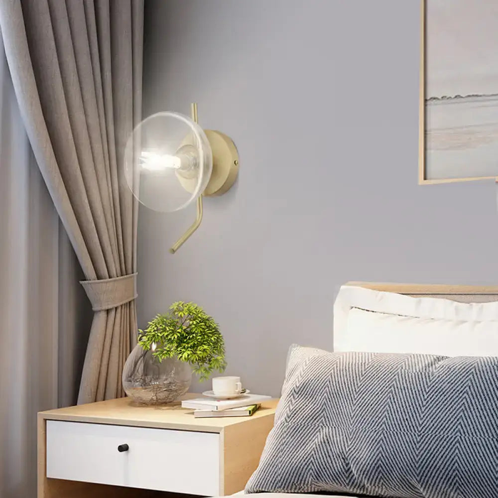 Modern brass glass dome wall sconce bedroom light