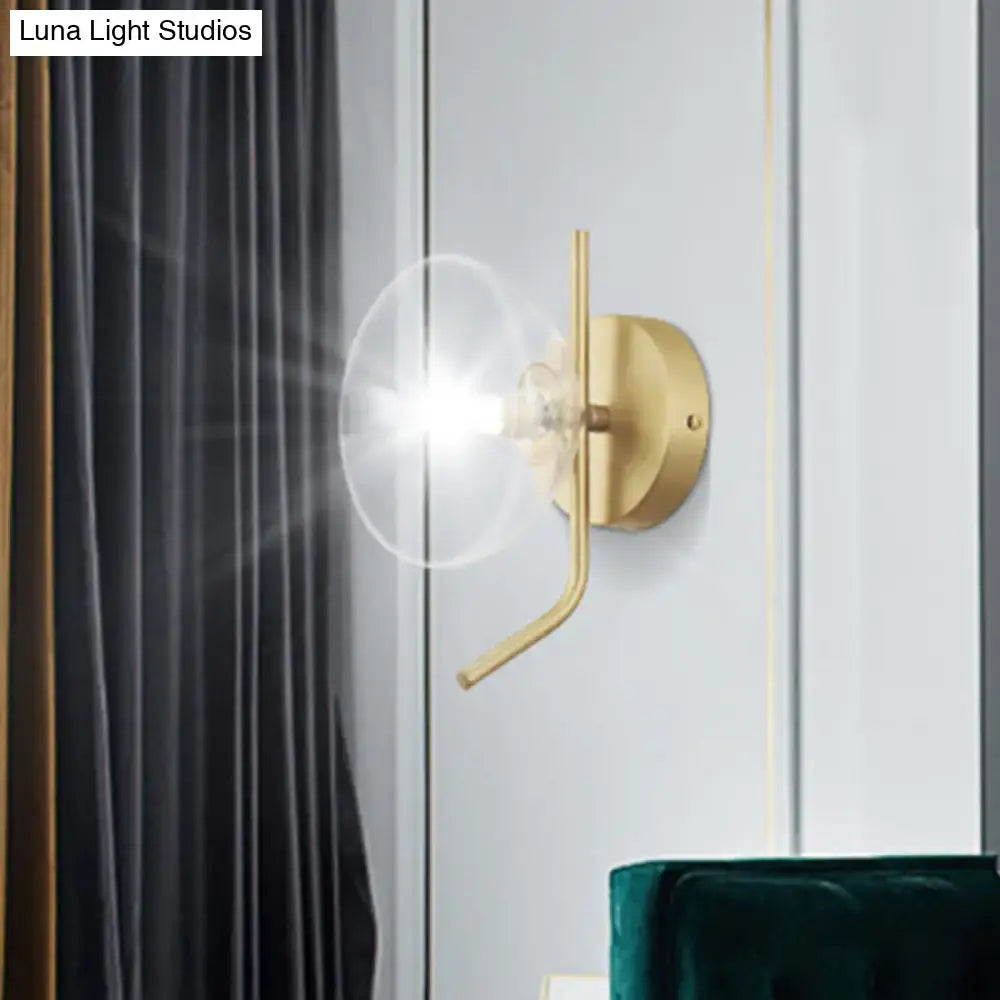 Modern brass glass dome wall sconce bedroom light