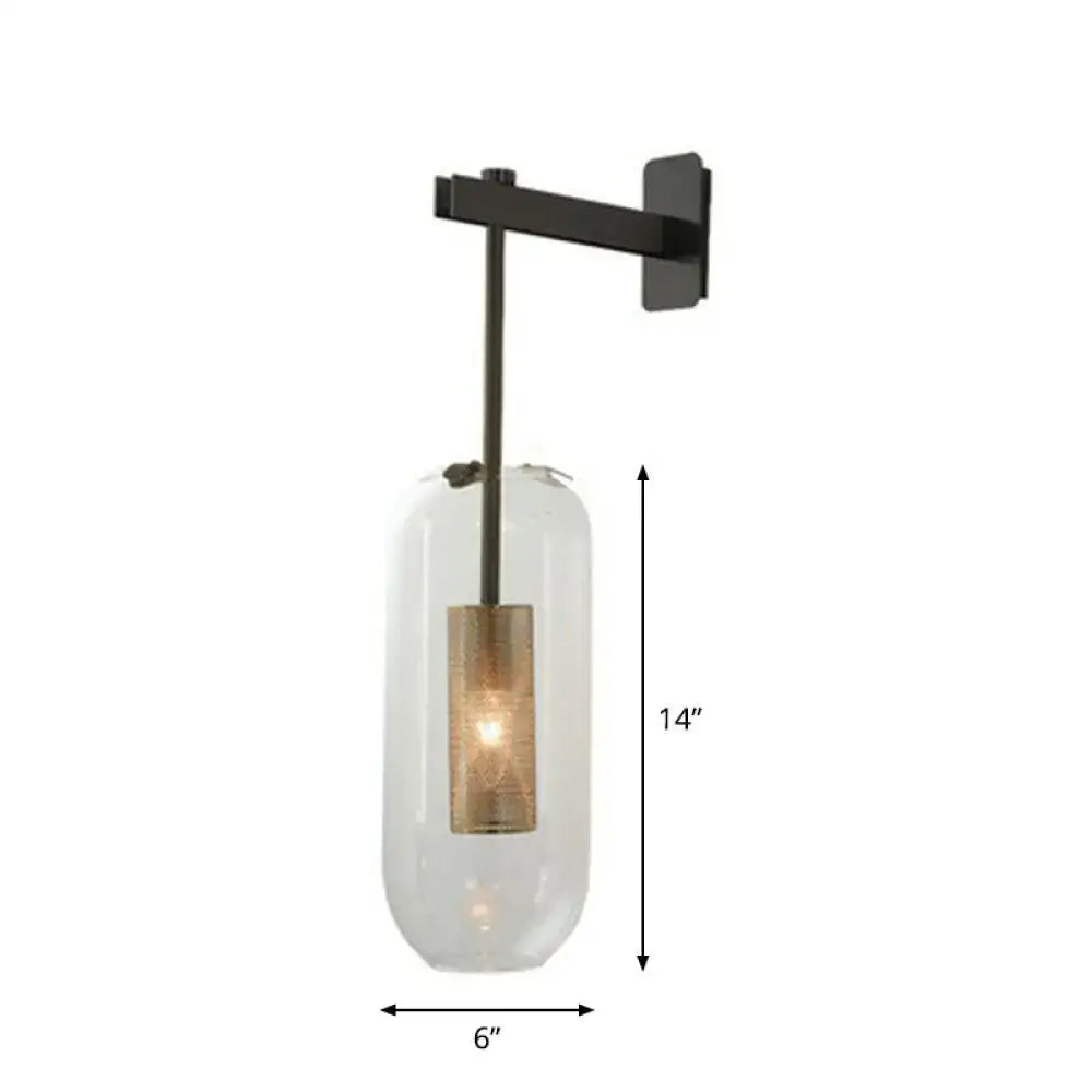 Modern brass glass wall sconce bedroom wire mesh guard 110v-120v
