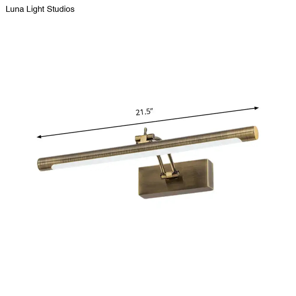 Modern brass gold finish tubular led wall lamp bathroom vanity lighting