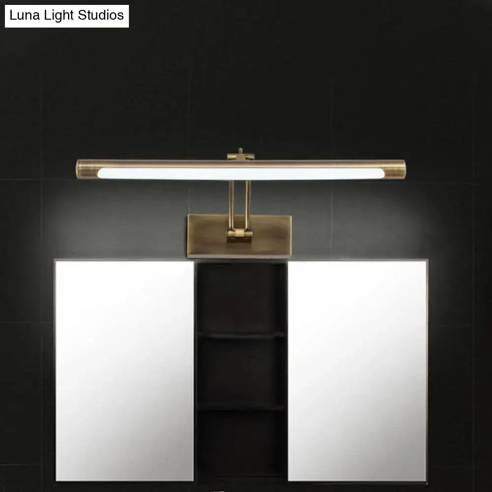 Modern brass gold finish tubular led wall lamp bathroom vanity lighting