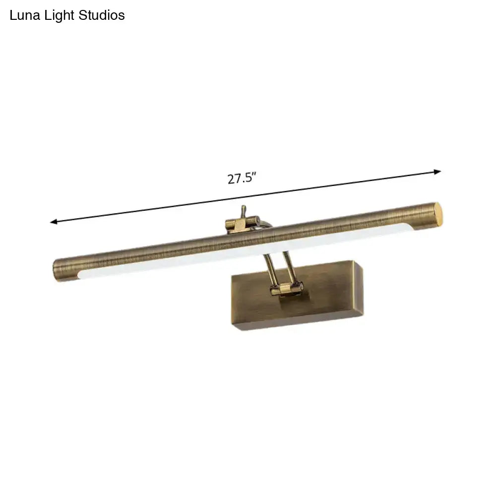 Modern brass gold finish tubular led wall lamp bathroom vanity lighting