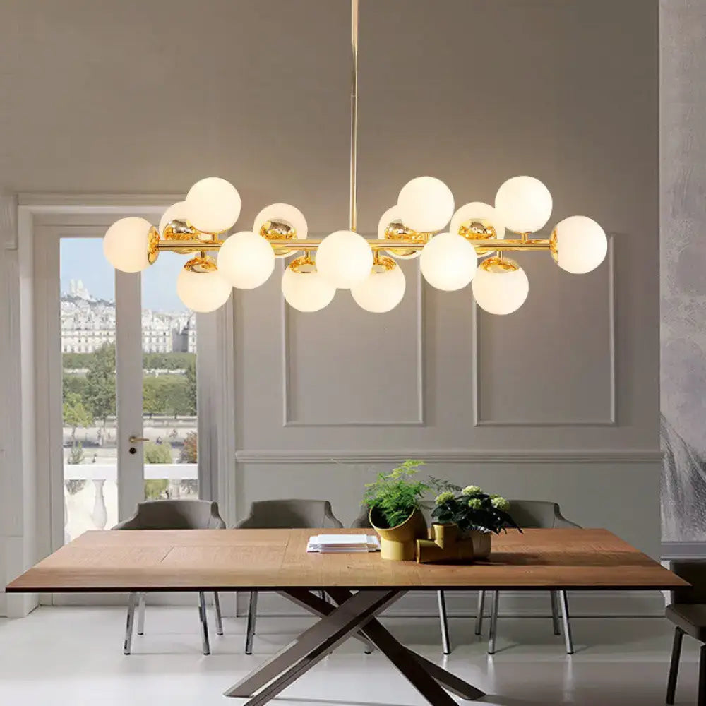 Modern brass island lighting 16 globe kitchen chandelier